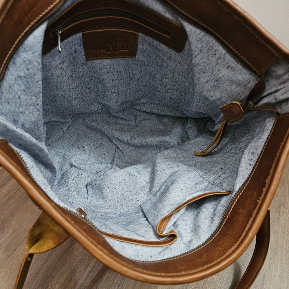 Maya & Mali Fair Trade Leather And Huipil Tote - Picture 8 of 11